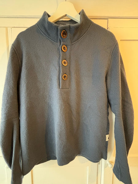 Pretty Green Funnel Neck Navy Wool Jumper - Medium